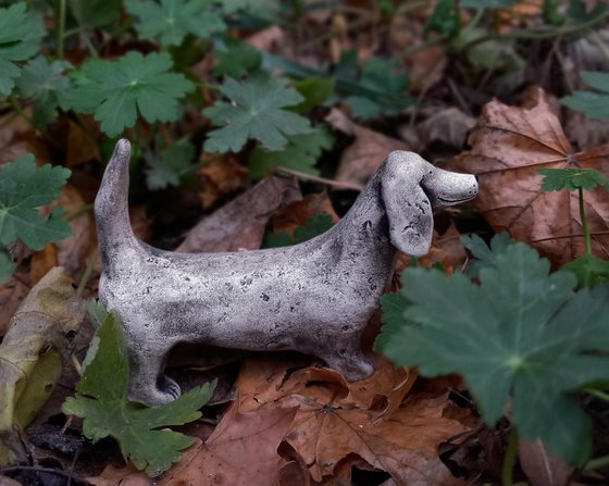 Dachshund. Ceramic sculpture