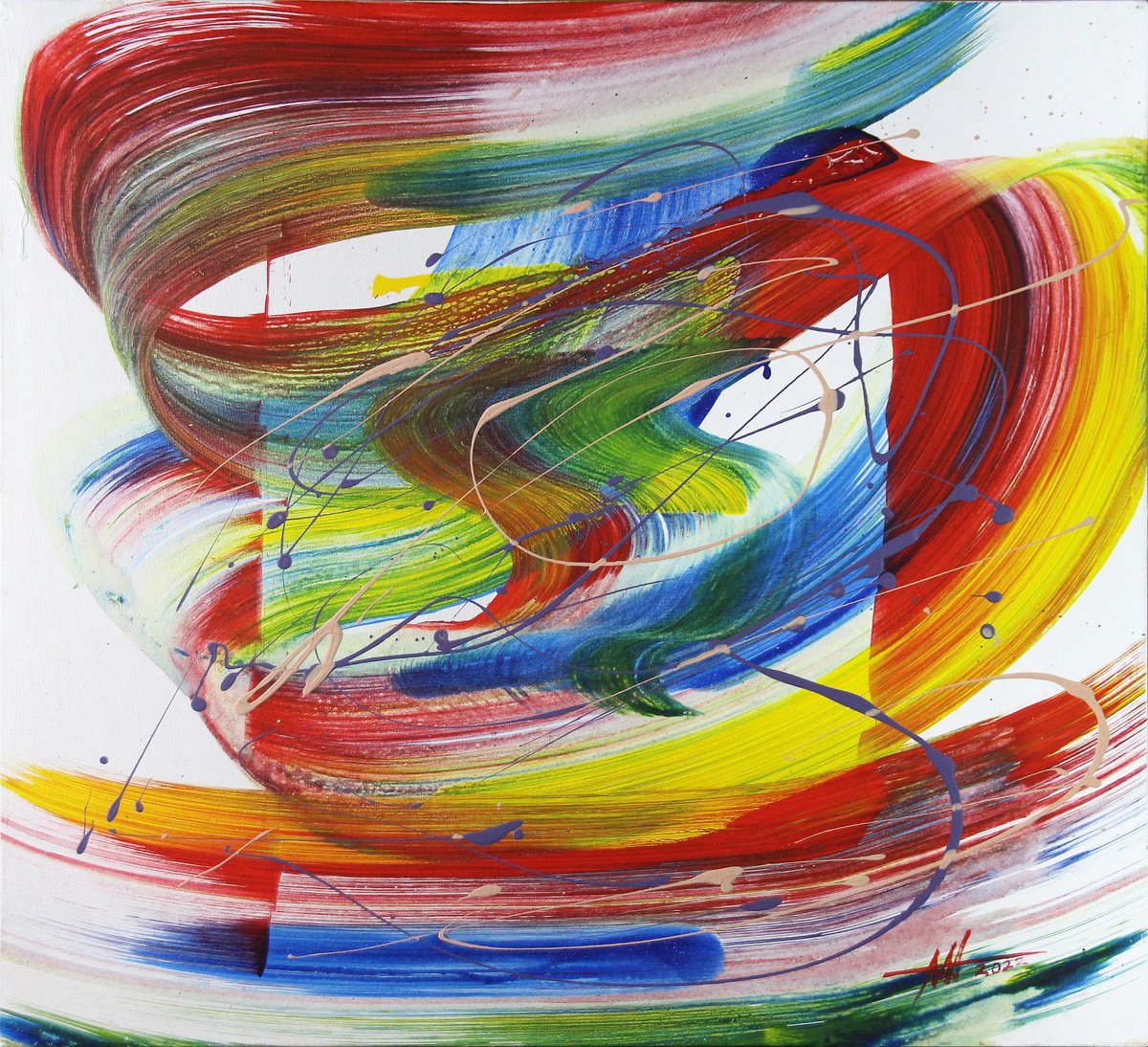 Organic Abstract Acrylic Painting By Anatoliy Menkiv, 22 X 20, Metaphysical, Original Artwork