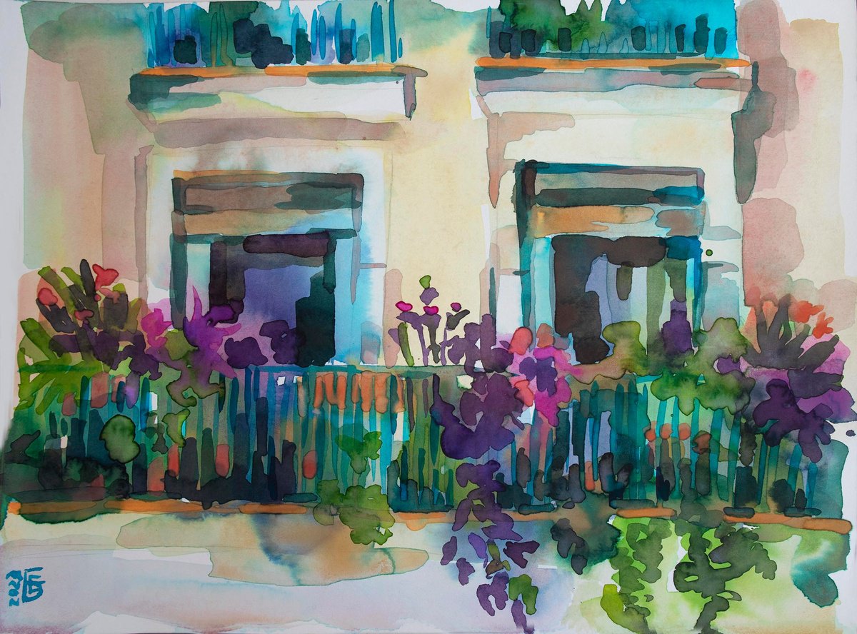 Impressionistic Cityscapes Watercolour By Kateryna Bortsova, 13 X 9", Watercolour Painting Of Barcelona, Original Artwork