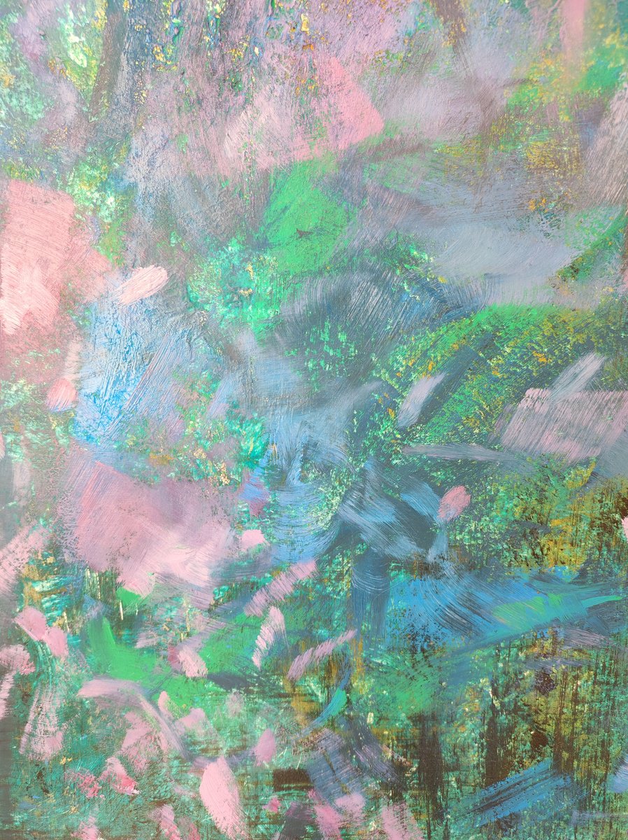 Organic Abstract Painting By Olga Onopko, 27 X 39", Transformed Spring, Original Artwork