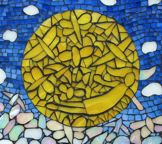 "Where The Flying Things Go", glass and ceramic mosaic art