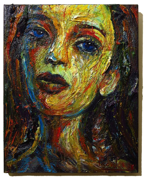 Original Oil Painting Portrait Impressionism Signed Impasto Outsider