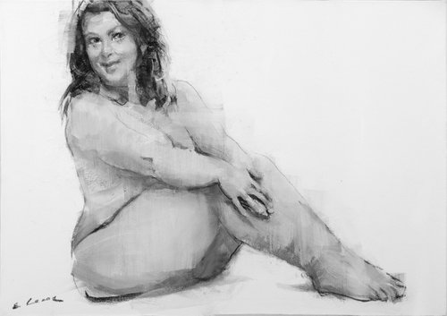 Charcoal drawing on paper "Nude" by Eugene Segal