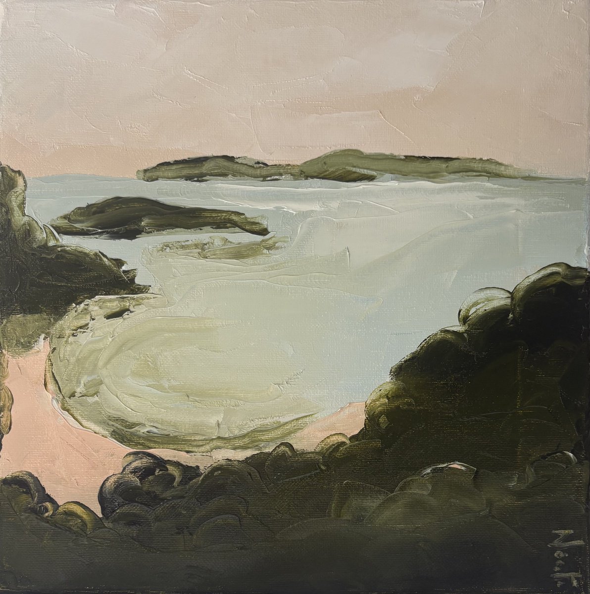 Expressive Oil Painting , Seascape Quiets Islands Horizon By Daniela Nocito, 12 X 12, Artwork For Sale On Artfinder