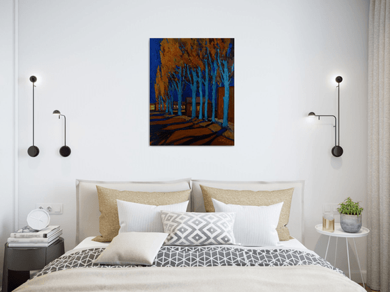 Poplars in the Fall. Night