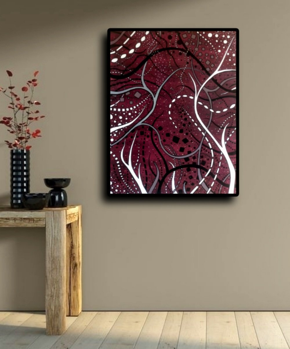 Abstract Acrylic Painting By Riccardo Ticco Capparella, 28 X 35", Trompe Le Monde! #2, Original Artwork