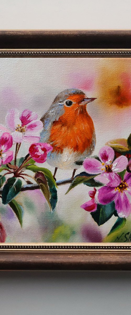 Robin Bird Painting by Natalia Shaykina