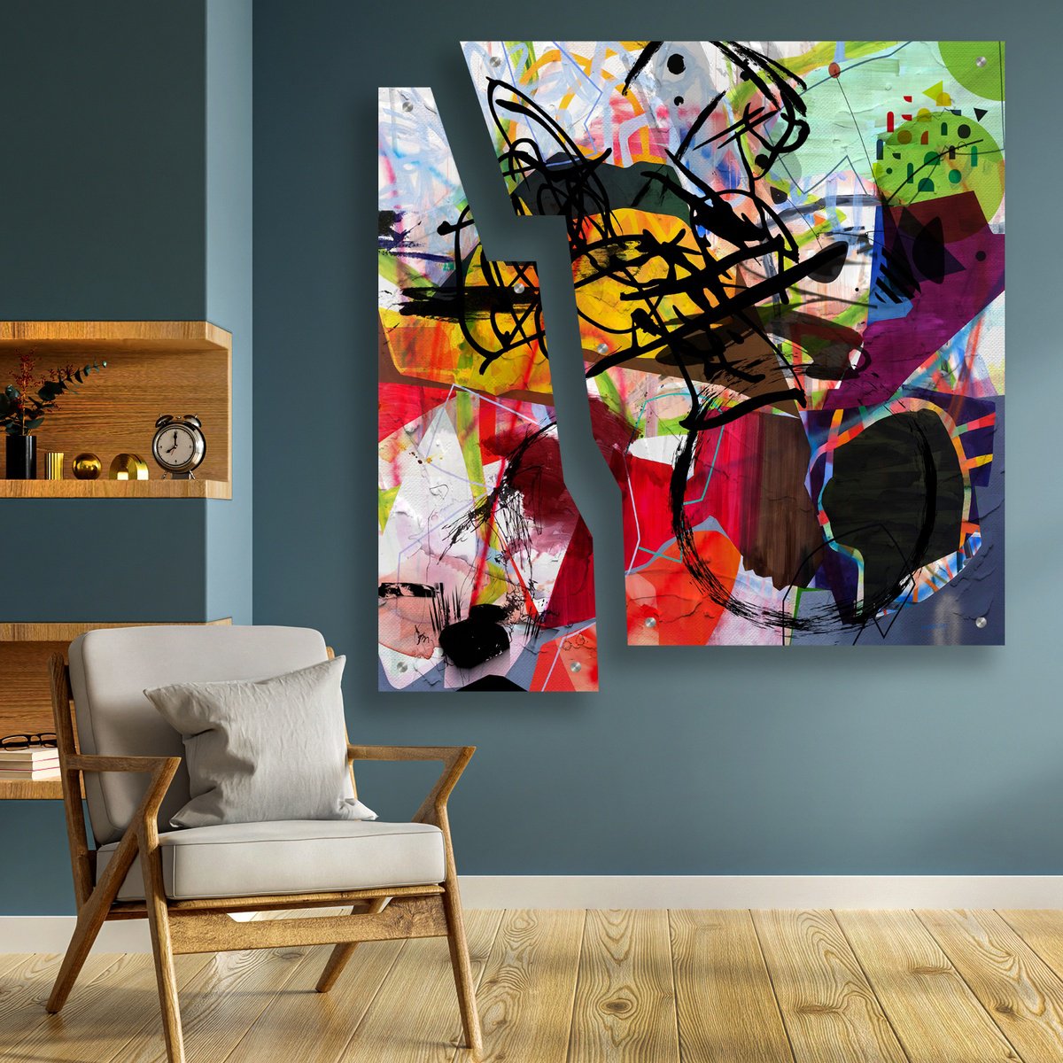 Abstract Print By Lynne Godina-Orme, 49 X 49", Parade Of Colours - Diptych, Original Artwork