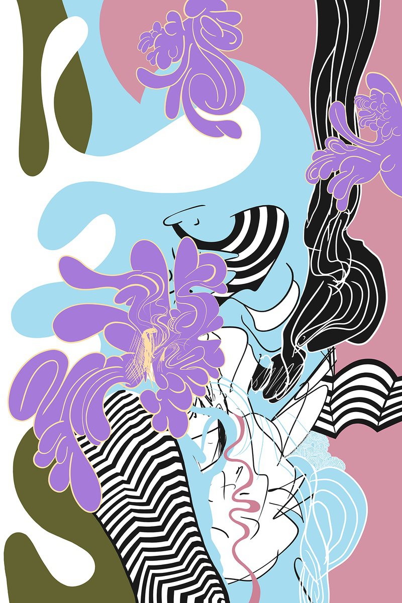 Abstract Still Life Giclee Print By Alasdair Willis, 16 X 23, Milk And Lavender, Original Artwork