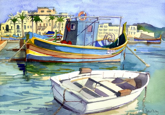 Malta. Marsaxlokk, Fishing Boats, Luzzu