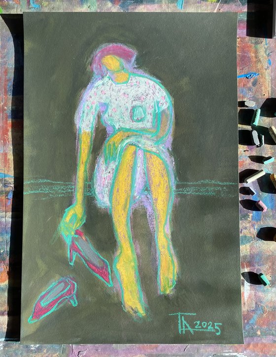 Woman with red pumps.