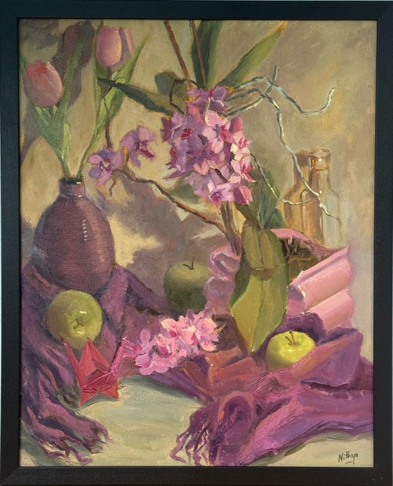 Arrangement in Green and Purple