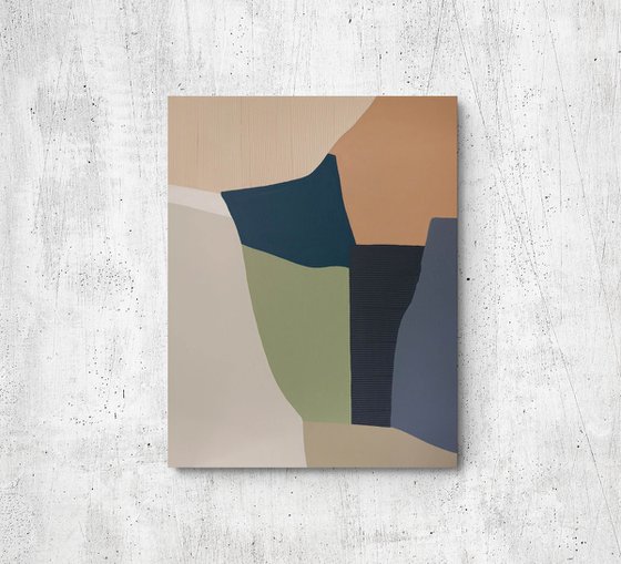 "Slope" Abstract blue orange green art