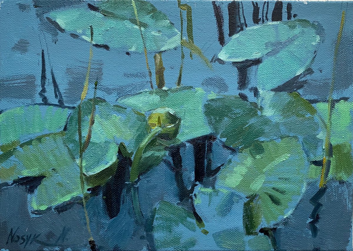 water lily original oil painting by Nataliia Nosyk