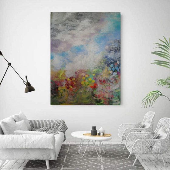 Kaas Pathar - Valley of Flowers - Abstract Painting large size