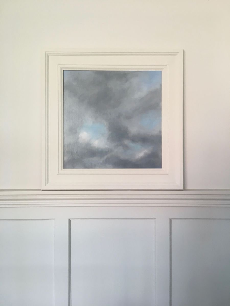 Impressionistic Landscape Oil Painting By Lizzie Butler, 22 X 22", Sky Iv, London Sky, Original Artwork