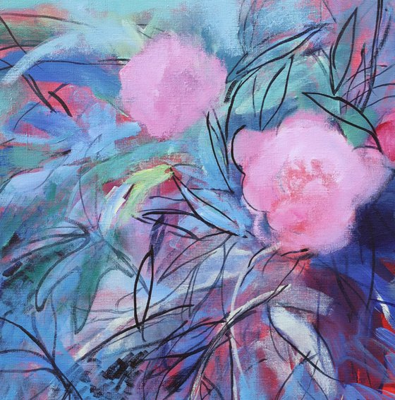 landscape with peonies