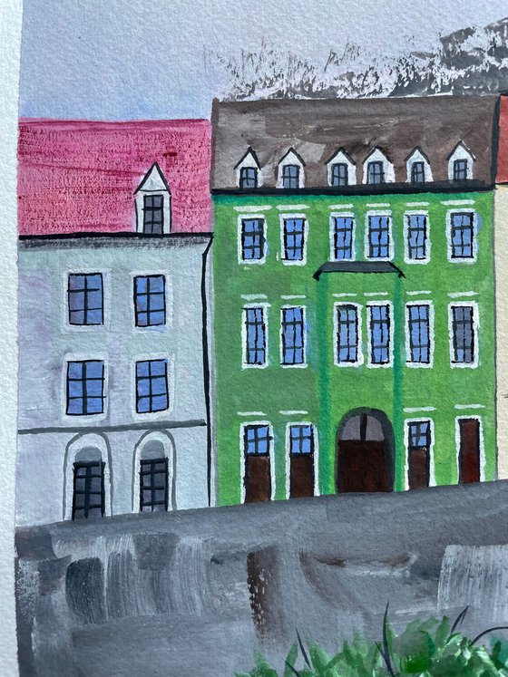 Bratislava Original Gouache Painting, Europe City Art, Slovak Wall Art, Travel Gift