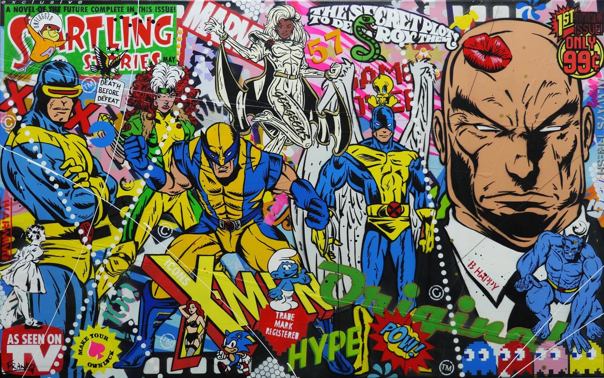 Urban And Pop Portrait Painting By Franko, 63 X 39, X Marks The Spot, Original Artwork