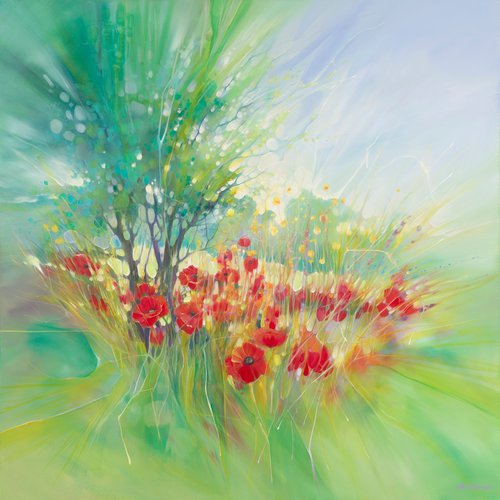 Midsummer Jubilance, poppies in a meadow painting by Gill Bustamante