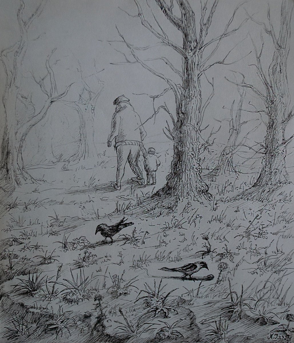Graphic Ink Drawing , Into The Woods By Nikola Ivanovic, 8 X 9, Artwork For Sale On Artfinder