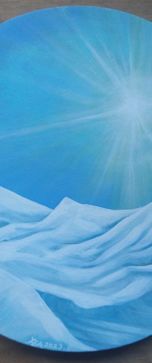 Sun on snow. Original acrylic painting by Zoe Adams. by Zoe Adams