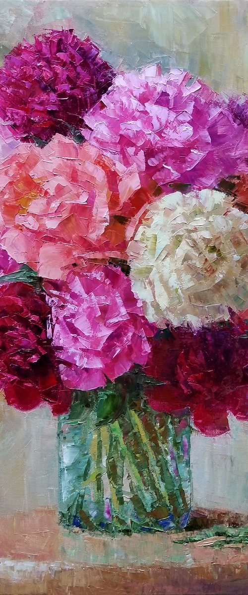 "Peonies" , 51X51 cm by Vitalii Konoval