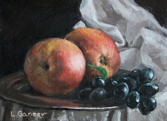 Apples and dark grapes. 24x18