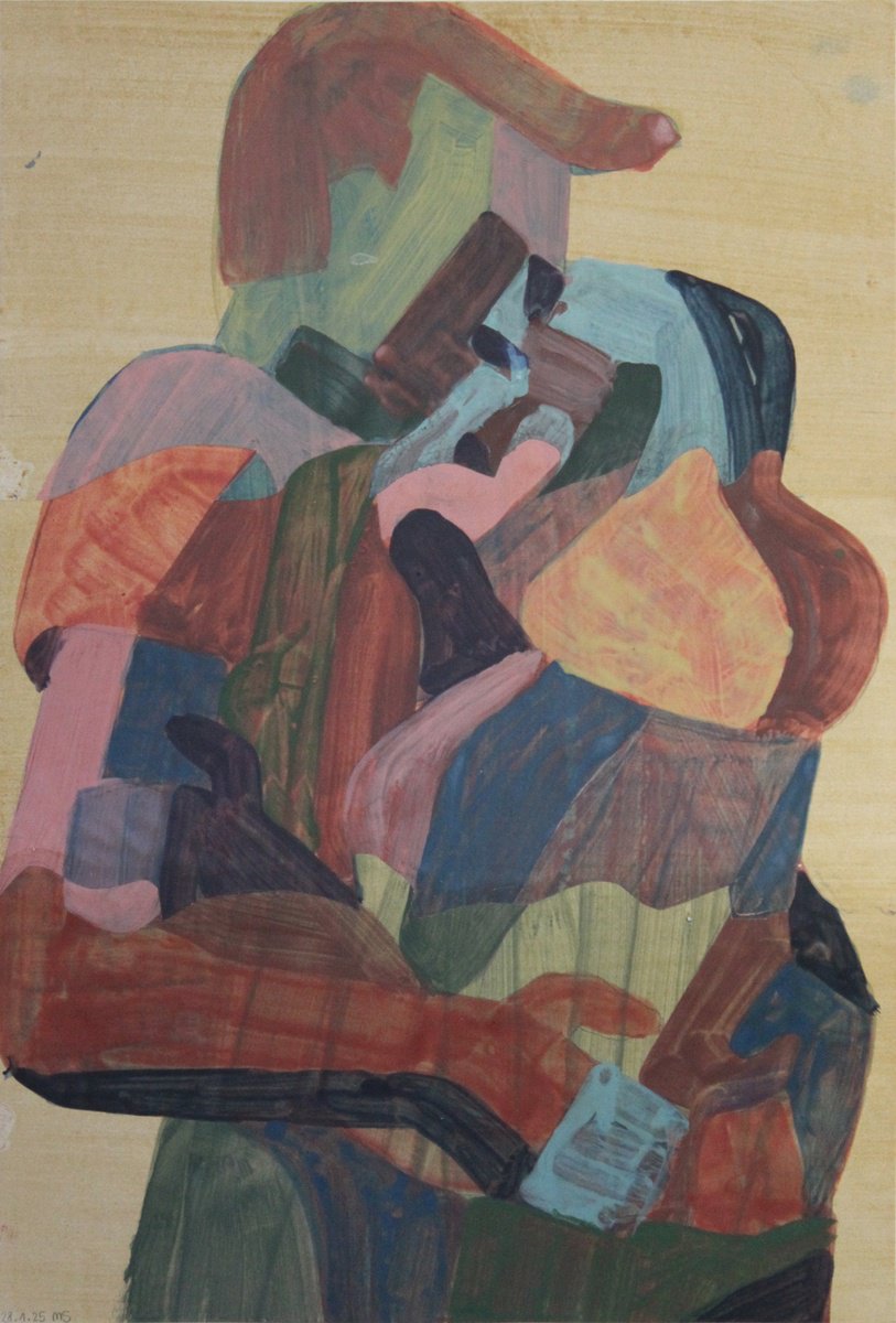 Expressive Portrait Acrylic Painting By Martin Singer, 16 X 25", Couple #1, Original Artwork