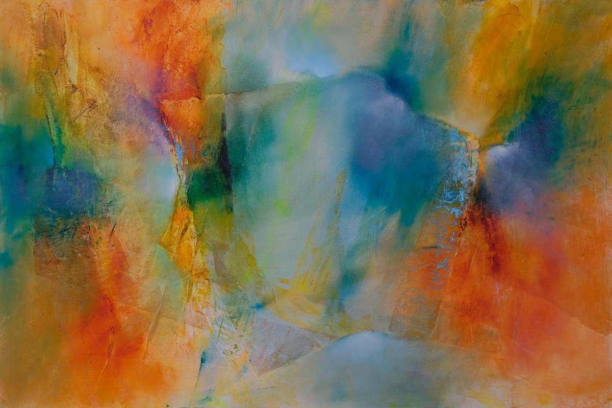 Organic Abstract Oil Painting By Annette Schmucker, 47 X 31, Floating, Original Artwork