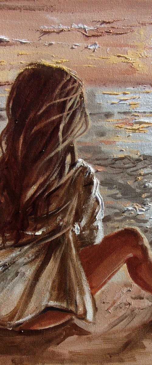 " EVENING SUN "  original painting palette knife GIFT MODERN URBAN ART OFFICE ART DECOR HOME DECOR GIFT IDEA by Monika Luniak