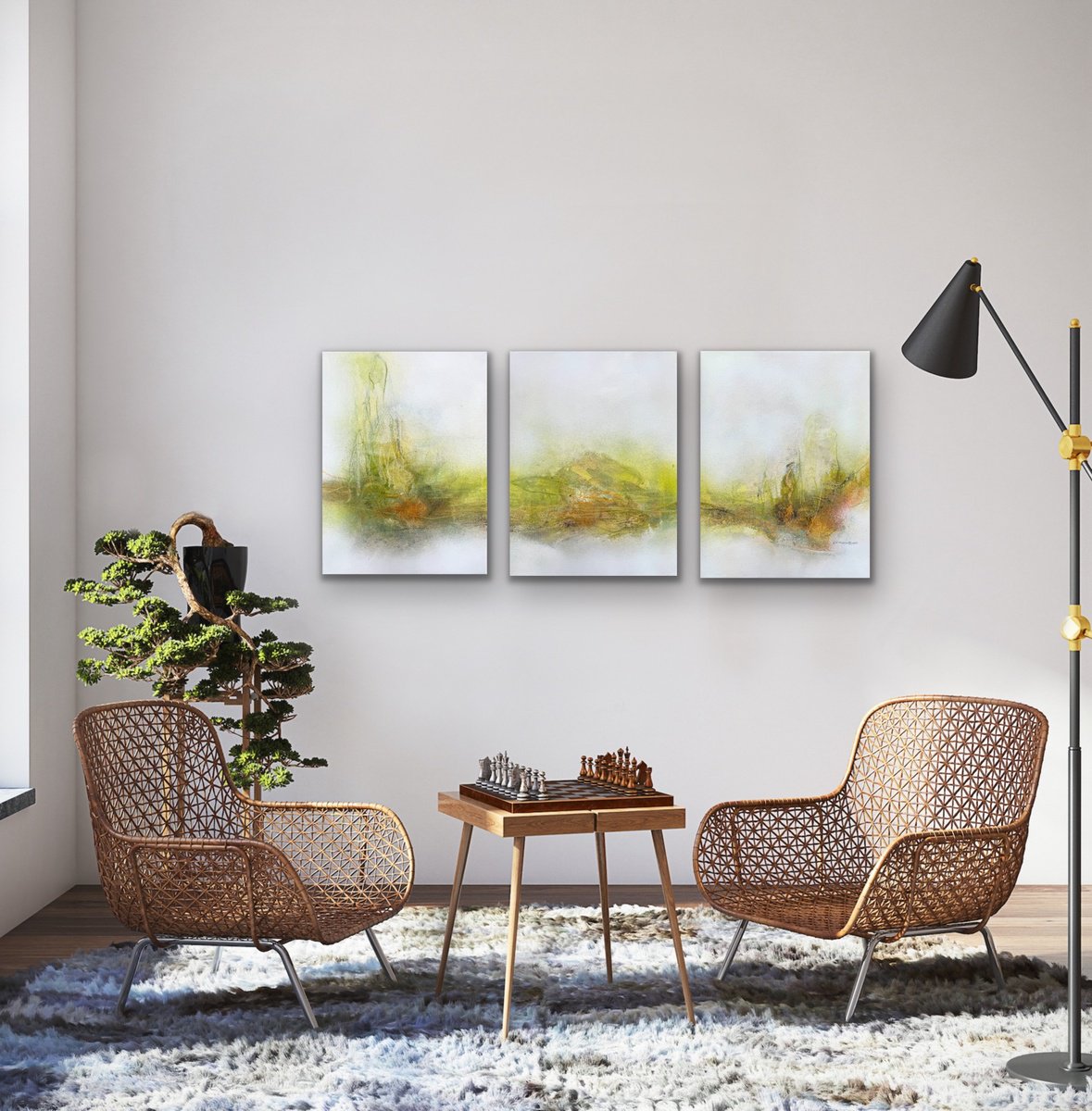 Expressive Landscape Acrylic Painting By Kirsten Schankweiler, 35 X 16", Whispers Of The Wild No. 17, Original Artwork