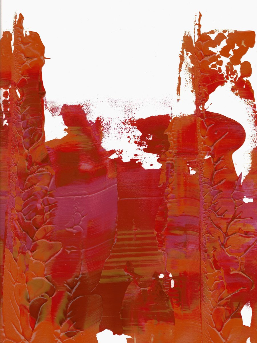 Abstract Landscape Acrylic Painting By Koen Lybaert, 12 X 16", Red Sea 03 [Abstract N°2889], Original Artwork