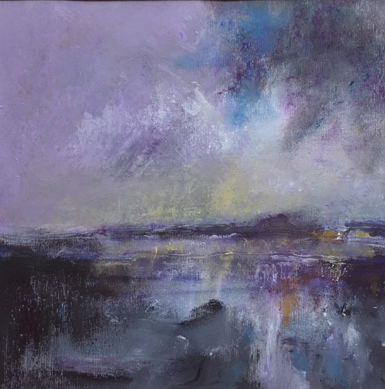 Lilac Sky - original, mounted painting