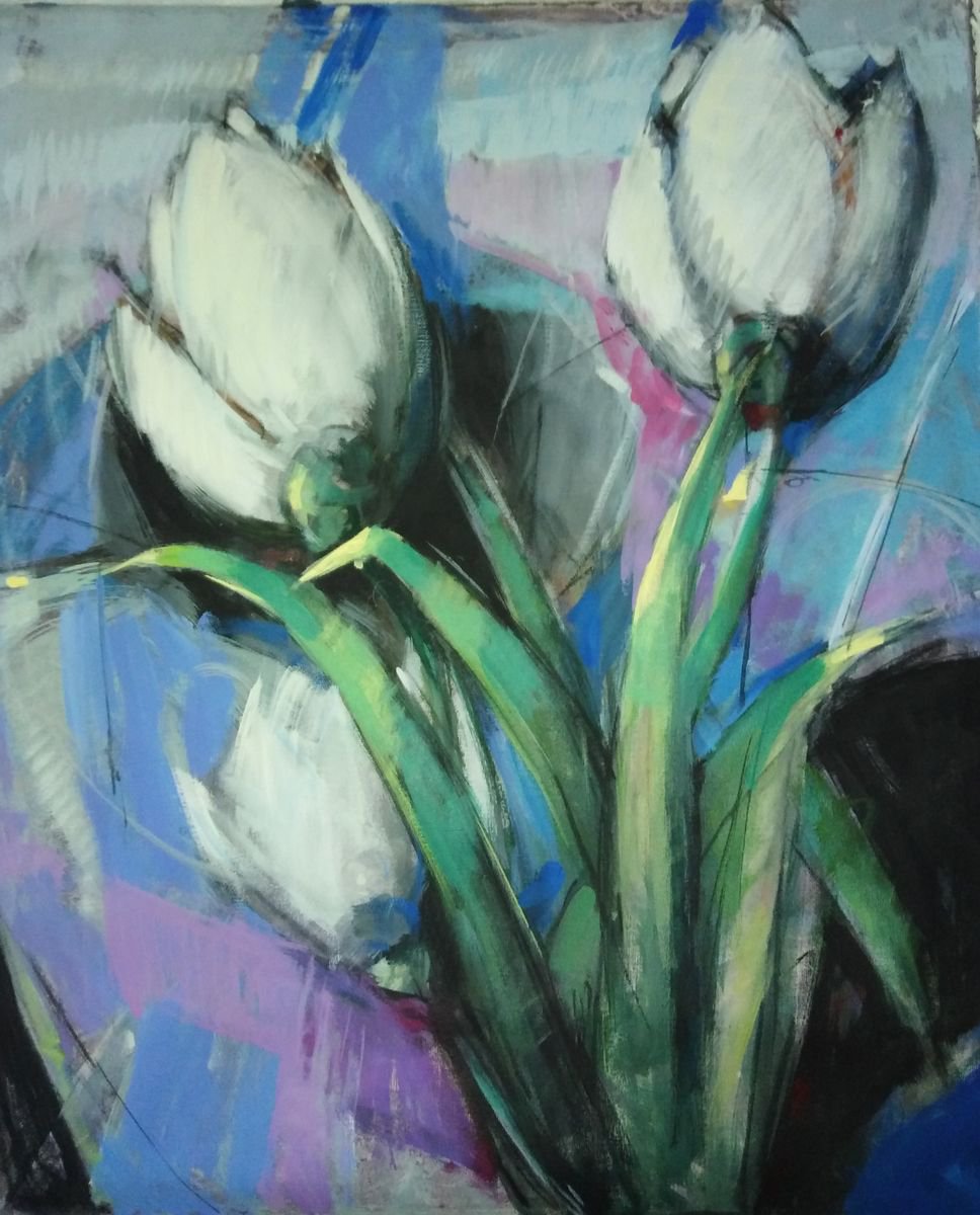 WHITE TULIPS by Boro Ivetic