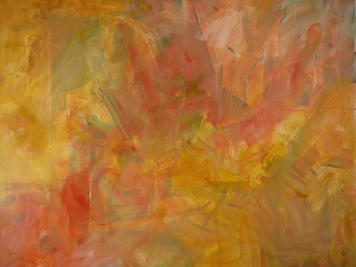 Abstract Botanical Oil Painting By Leon Sarantos, 30 X 24", Autumn In The Air, Original Artwork