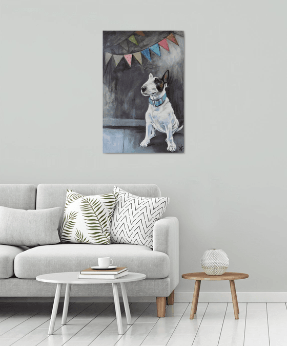Bull terrier painting called 'The Celebration'