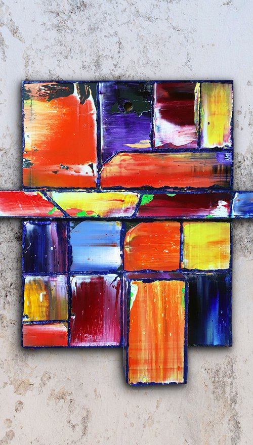 "Sticking Out" - FREE USA SHIPPING - Original PMS Assemblage Sculptural Painting On Wood - 15 x 11 inches by Preston M. Smith (PMS)