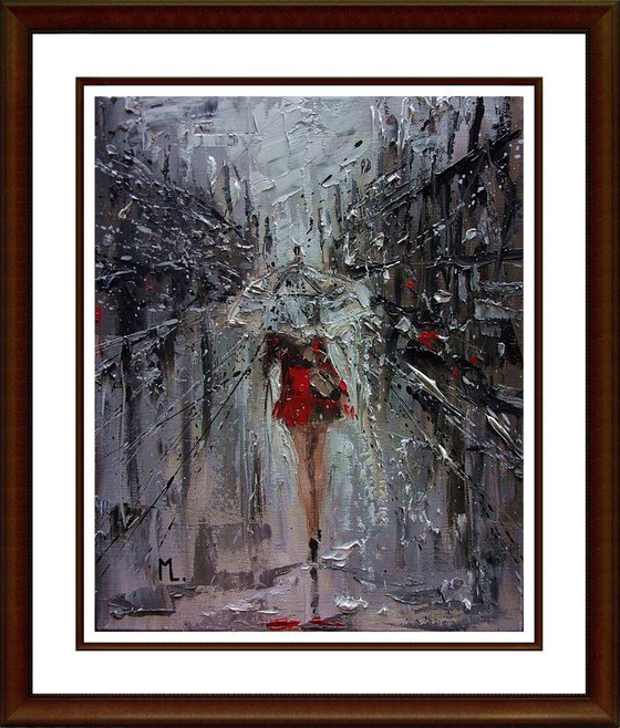 " HAPPY DAY :) " original painting CITY palette knife GIFT CHRISTMAS