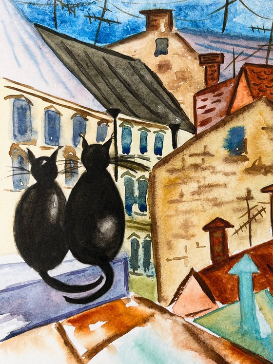 Cats on the Paris roofs