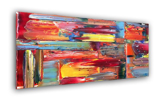 "Pushed Too Far" - SPECIAL PRICE + FREE SHIPPING to the USA -  Original PMS Oil Painting On Reclaimed Wood - 36 x 16 inches