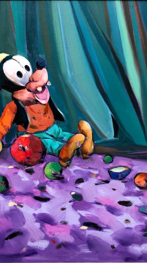 Original Still life oil painting：toys by Kunlong Wang