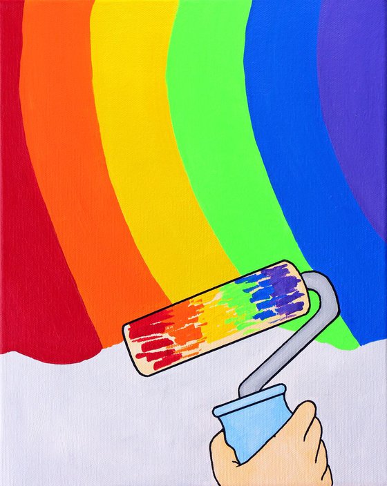 Paint A Rainbow Pop Art Painting on Canvas
