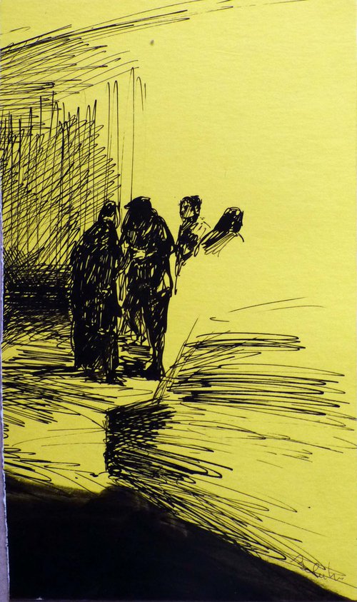 Small sketch on yellow paper, 14x24 cm ES3 by Frederic Belaubre