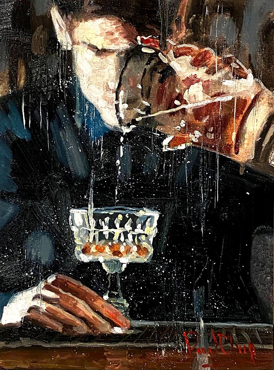 Impressionistic Cityscapes Oil Painting By Paul Cheng, 9 X 12", Cocktails #21, Original Artwork