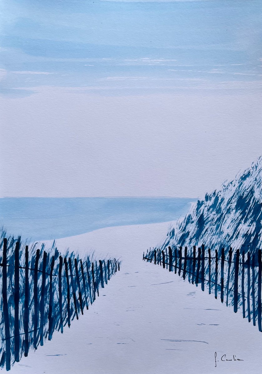 Landscape Painting By Cadiou Frederic, 13 X 17, La Torche Beach, Original Artwork