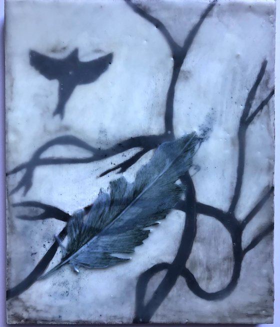 Feather- mixed media