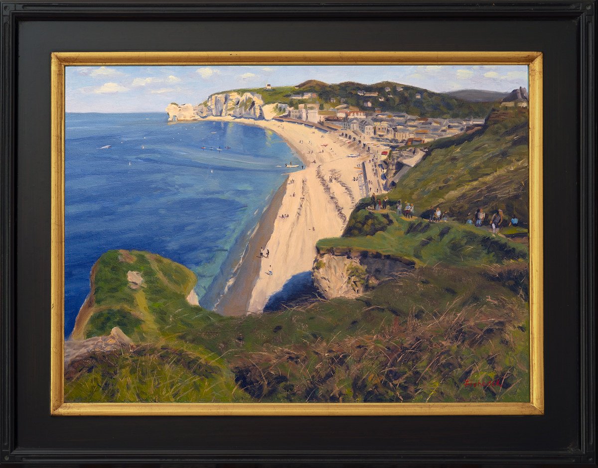 Impressionistic Landscape Oil Painting By Daniel Brian Fishback, 30 X 24, Cliffs Of Etratat Ii, Original Artwork