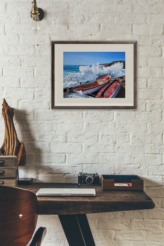 Boats in a Stormy Sea