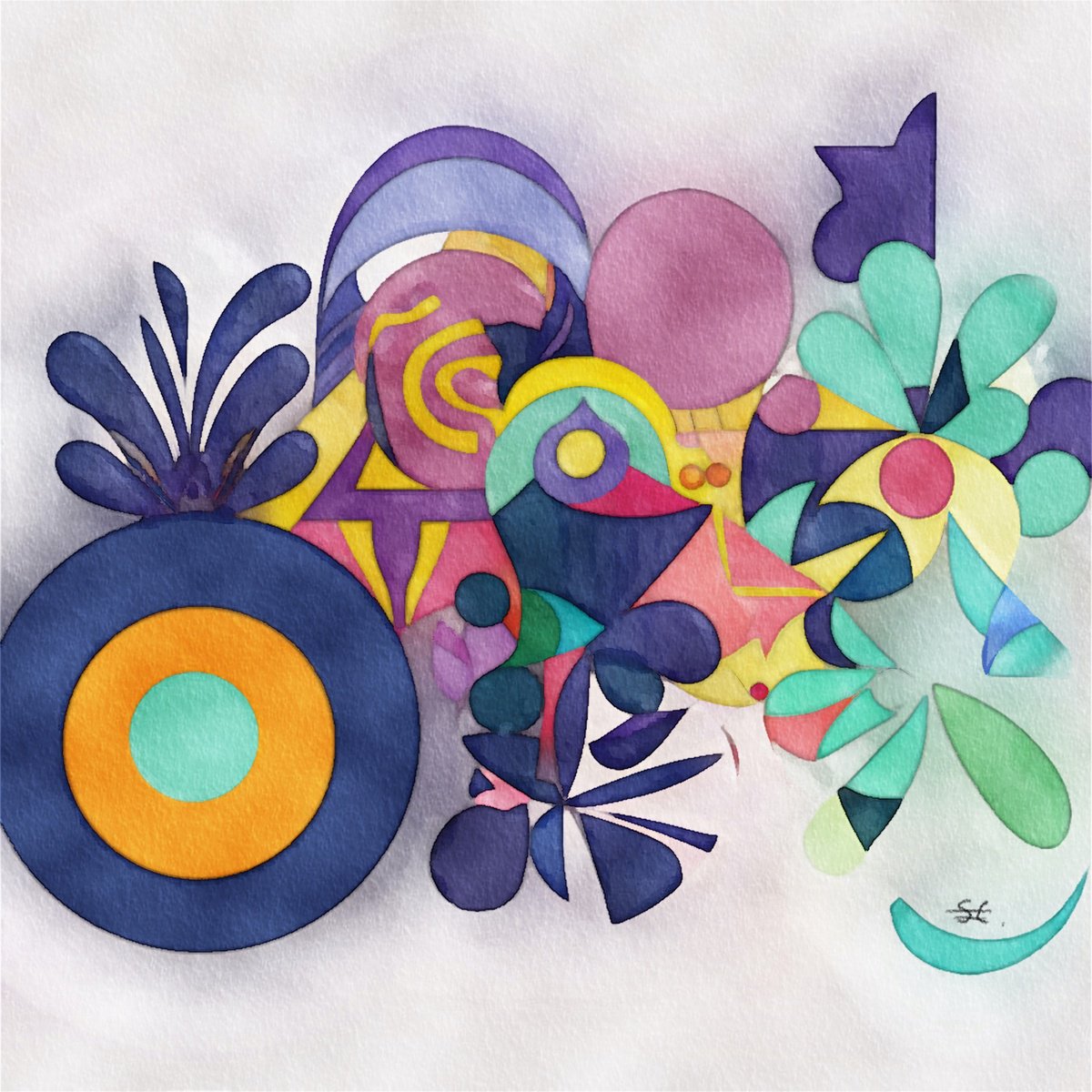 Abstract Botanical Giclee Print By Carla Sa Fernandes, 39 X 39, Bb7.S1, Original Artwork